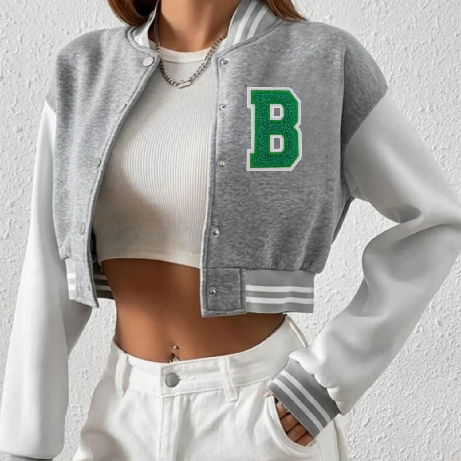 1 PCS 4.0" Green Chenille Letter Patches, Iron on Patches for Hats Clothes Bags Backpacks Jeans, Initial Large Varsity Letters,DIY Accessories (Letter B)