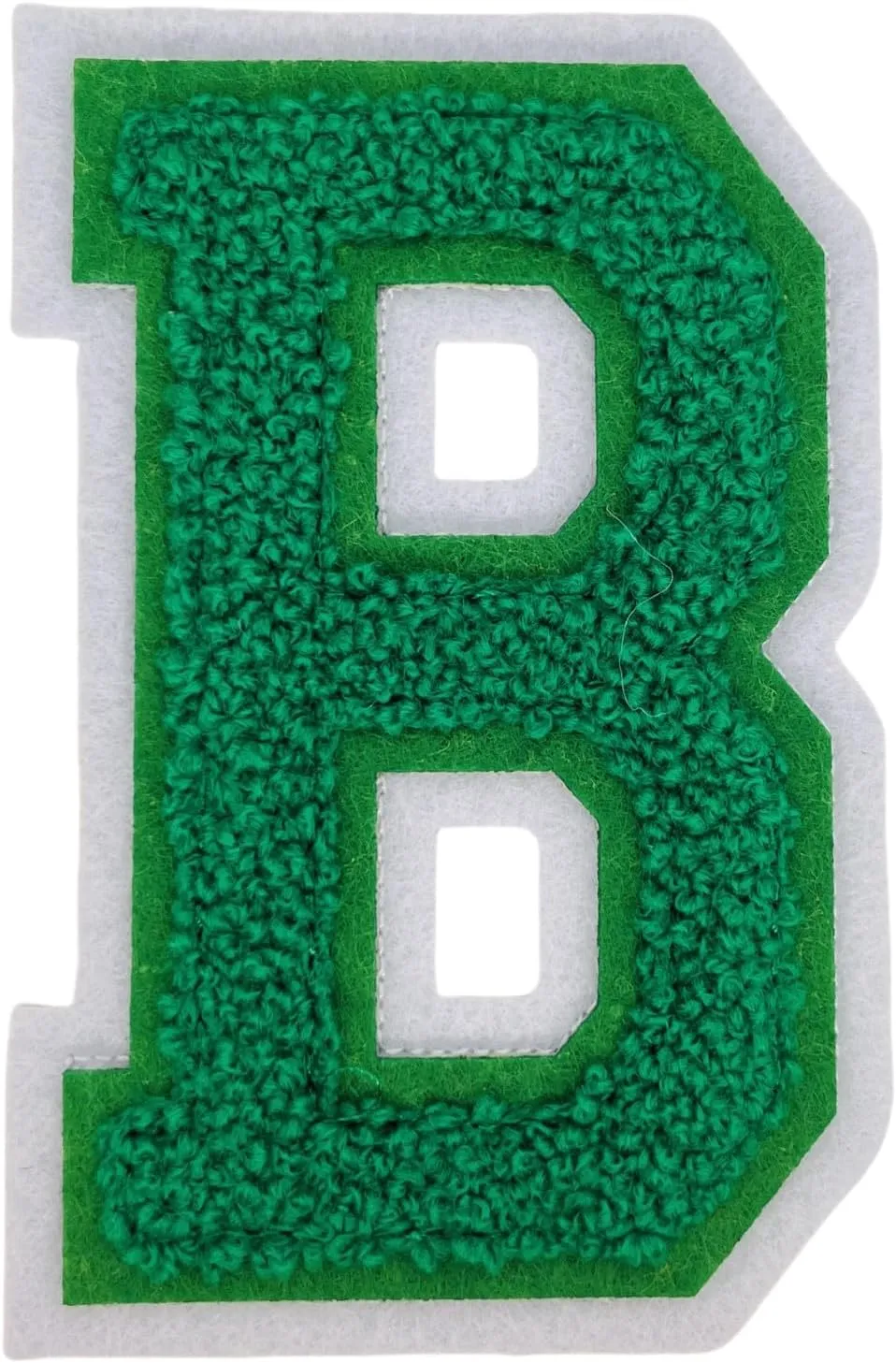 1 PCS 4.0" Green Chenille Letter Patches, Iron on Patches for Hats Clothes Bags Backpacks Jeans, Initial Large Varsity Letters,DIY Accessories (Letter B)