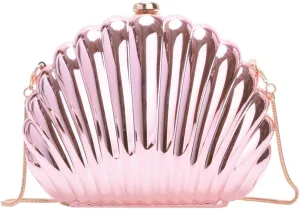 Acrylic Seashell Clutch Purse for Women Summer Beach Evening Bag Glitter Crossbody Shoulder Handbag for Wedding Prom Party