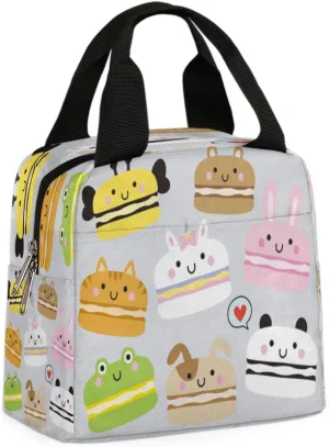 Animal Macarons Insulated Lunch Bag for Women Men Reusable Cooler Lunch Box Bag Large Leakproof Freezable Lunch Tote Bag for Adult Office Work Picnic Beach Camping Travel Gym