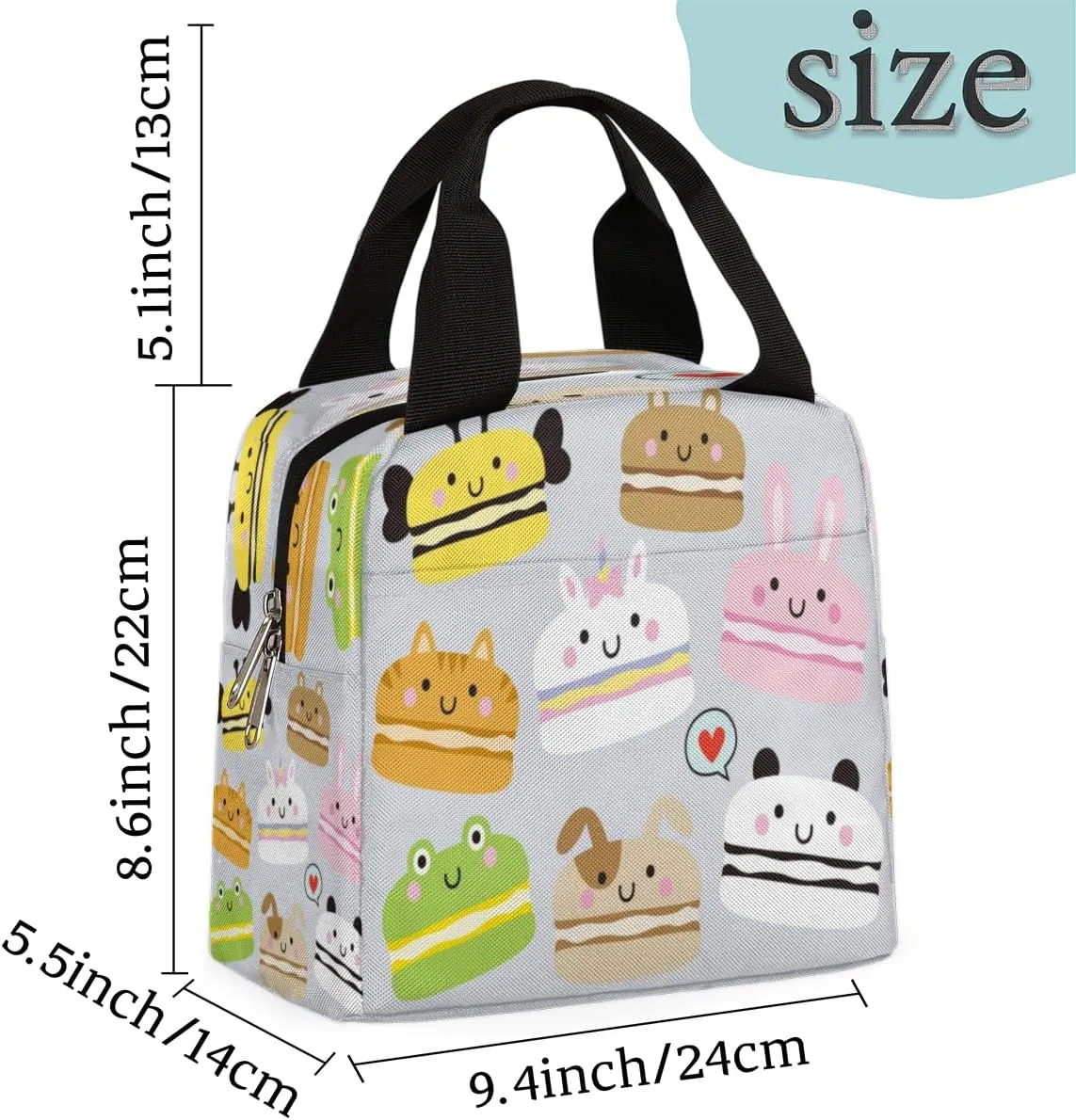 Animal Macarons Insulated Lunch Bag for Women Men Reusable Cooler Lunch Box Bag Large Leakproof Freezable Lunch Tote Bag for Adult Office Work Picnic Beach Camping Travel Gym