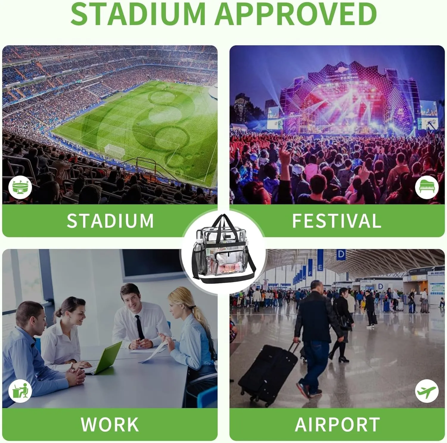 Bagenius Clear Bag Stadium Approved 12612 Clear bag for Stadium Events Sports Concert Festival Work