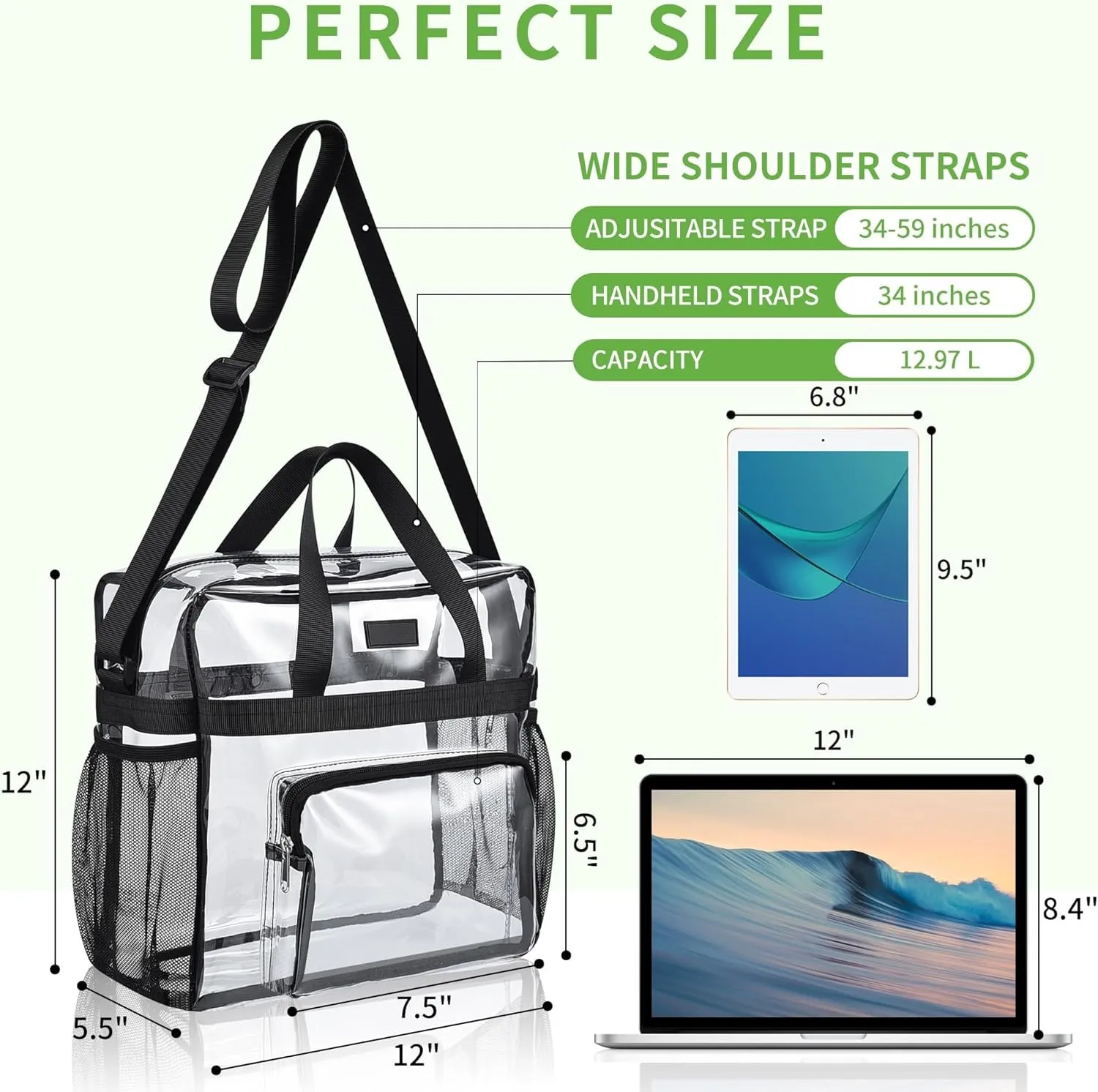 Bagenius Clear Bag Stadium Approved 12612 Clear bag for Stadium Events Sports Concert Festival Work