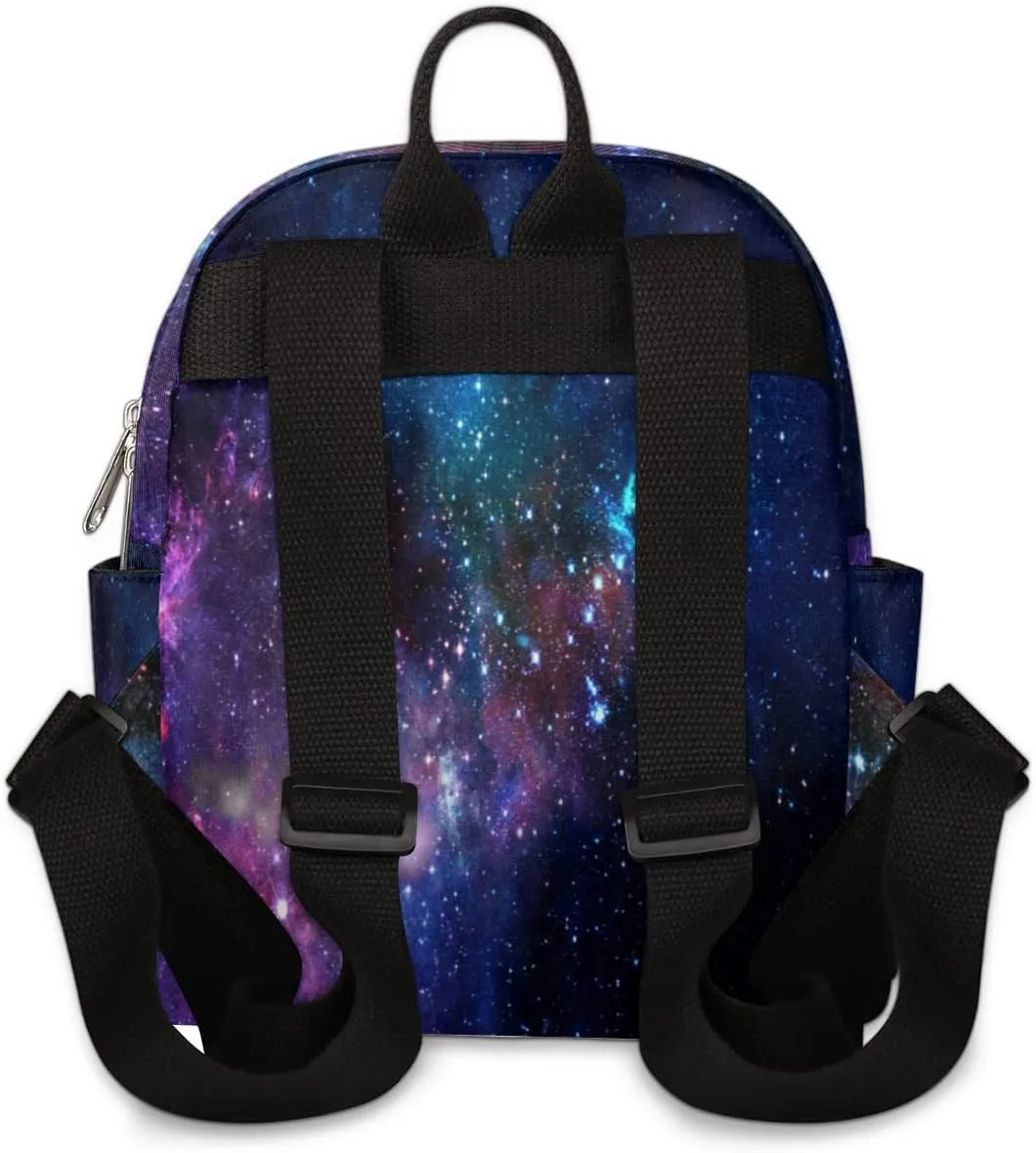 Bardic Galaxy Mini Backpack Purse for Women, Nebula Lightweight Small Backpack, Casual Travel Daypack for Girls & Teens, School Backpack