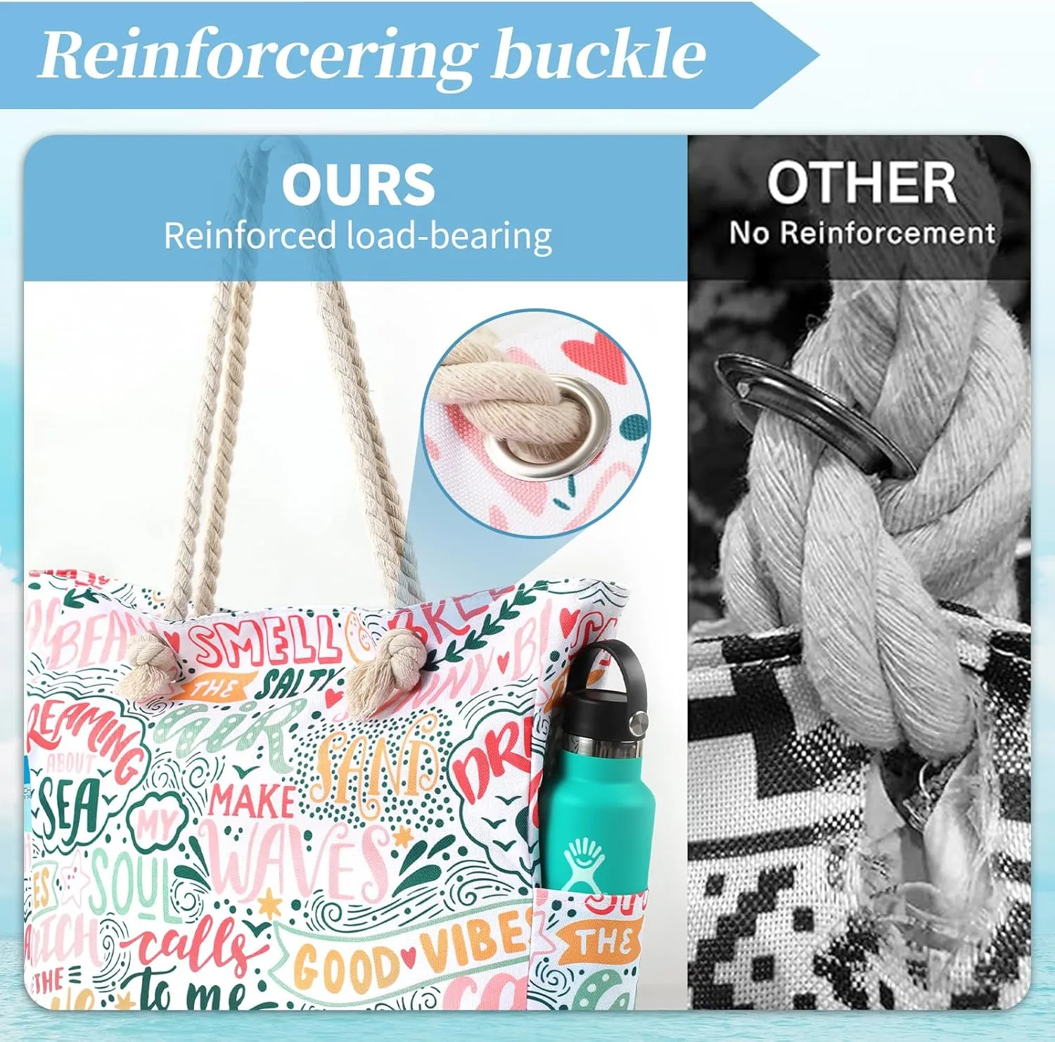 Beach Bags for Women - Large Beach Tote Bag, Women Sandproof Pool Bag for Pool Gym Grocery Travel