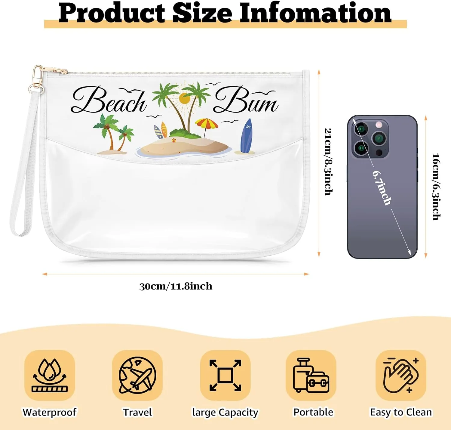 Beach Lover Gift for Girl Women Makeup Bag Summer Vacation Gift Funny Sea Lovers Gifts for Sister Friend Coworker Mom Beach Themed Cosmetic Bag Birthday Christmas Graduation Travel Pouch