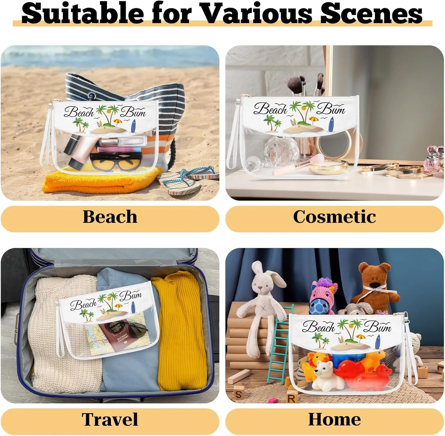 Beach Lover Gift for Girl Women Makeup Bag Summer Vacation Gift Funny Sea Lovers Gifts for Sister Friend Coworker Mom Beach Themed Cosmetic Bag Birthday Christmas Graduation Travel Pouch