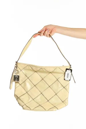 Beige Quilted Leather Hobo Bag