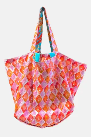 BIG REVERSABLE BEACH BAG "EUPHORIA & SHELLS" MULTICOLOR