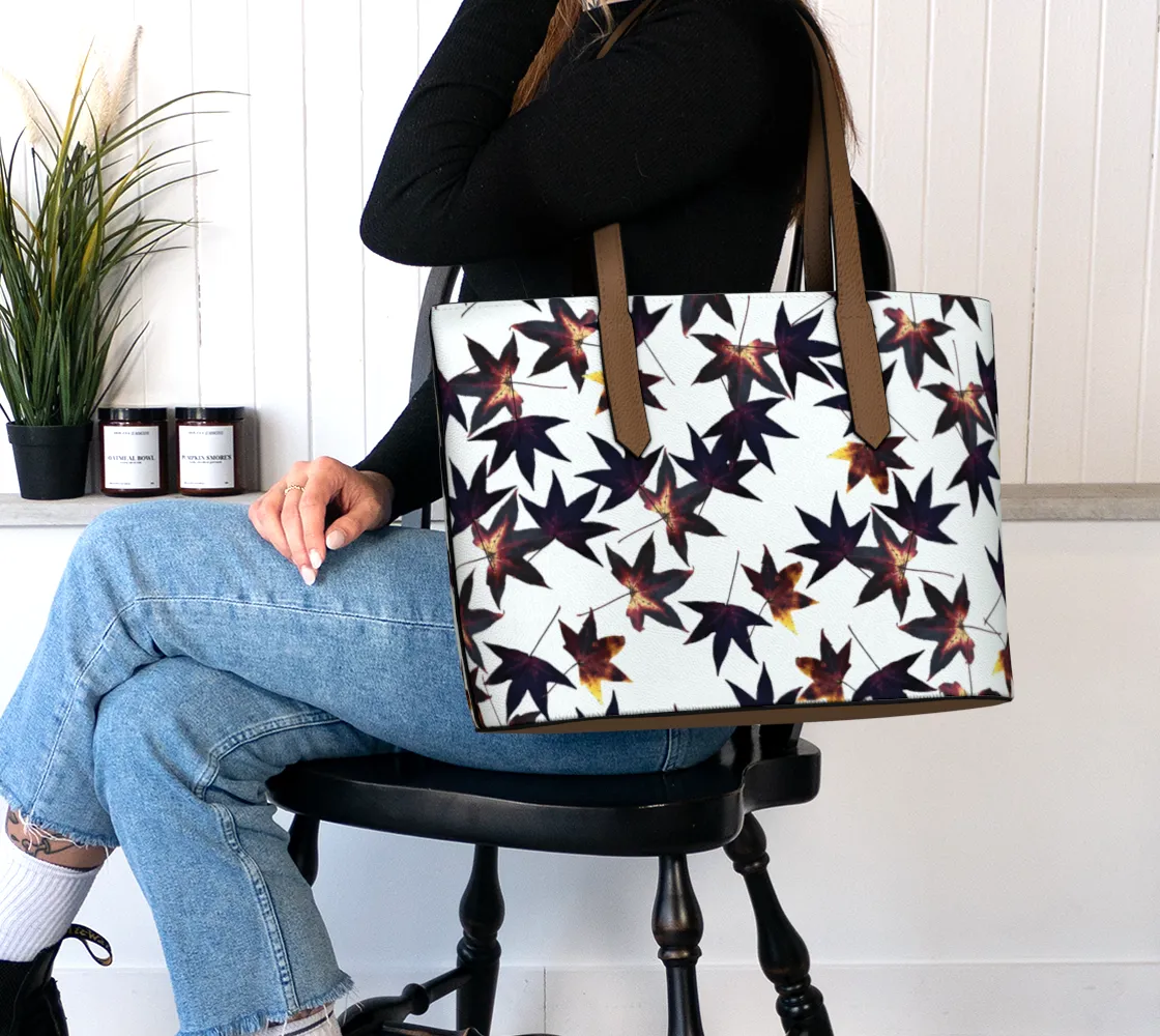 Black Leaf Jumble Vegan Leather Tote