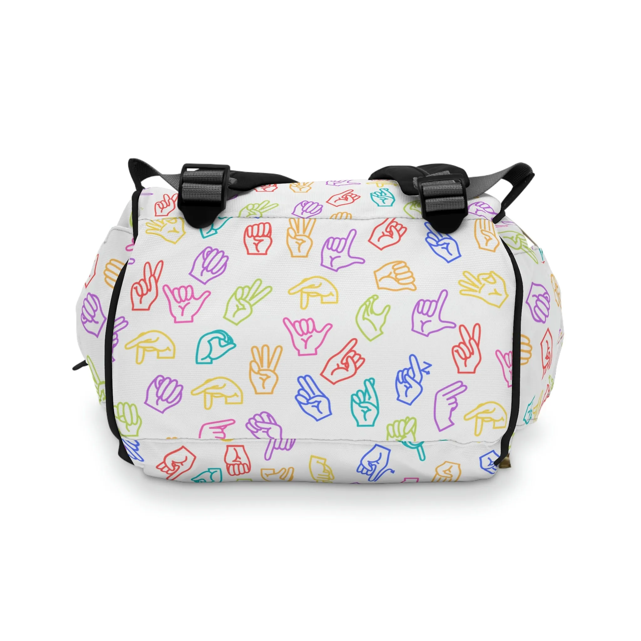 Bright Rainbow on White ASL Backpack