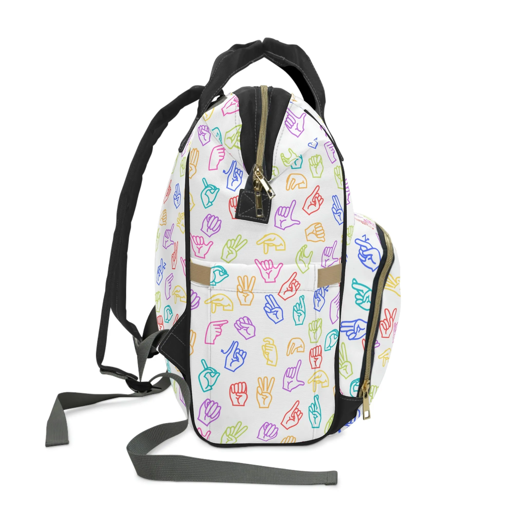 Bright Rainbow on White ASL Backpack