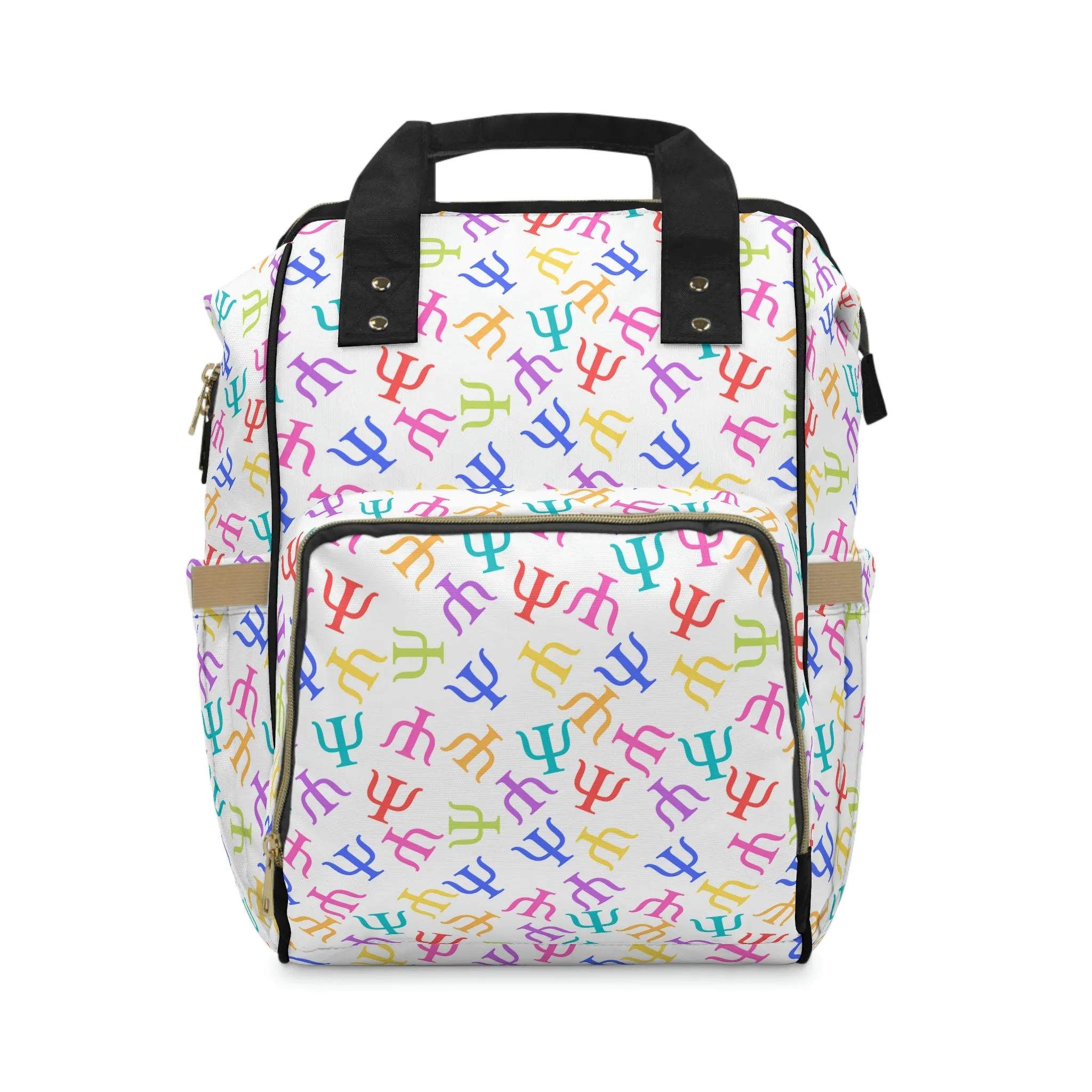 Bright Rainbow on White Psych Symbol Backpack