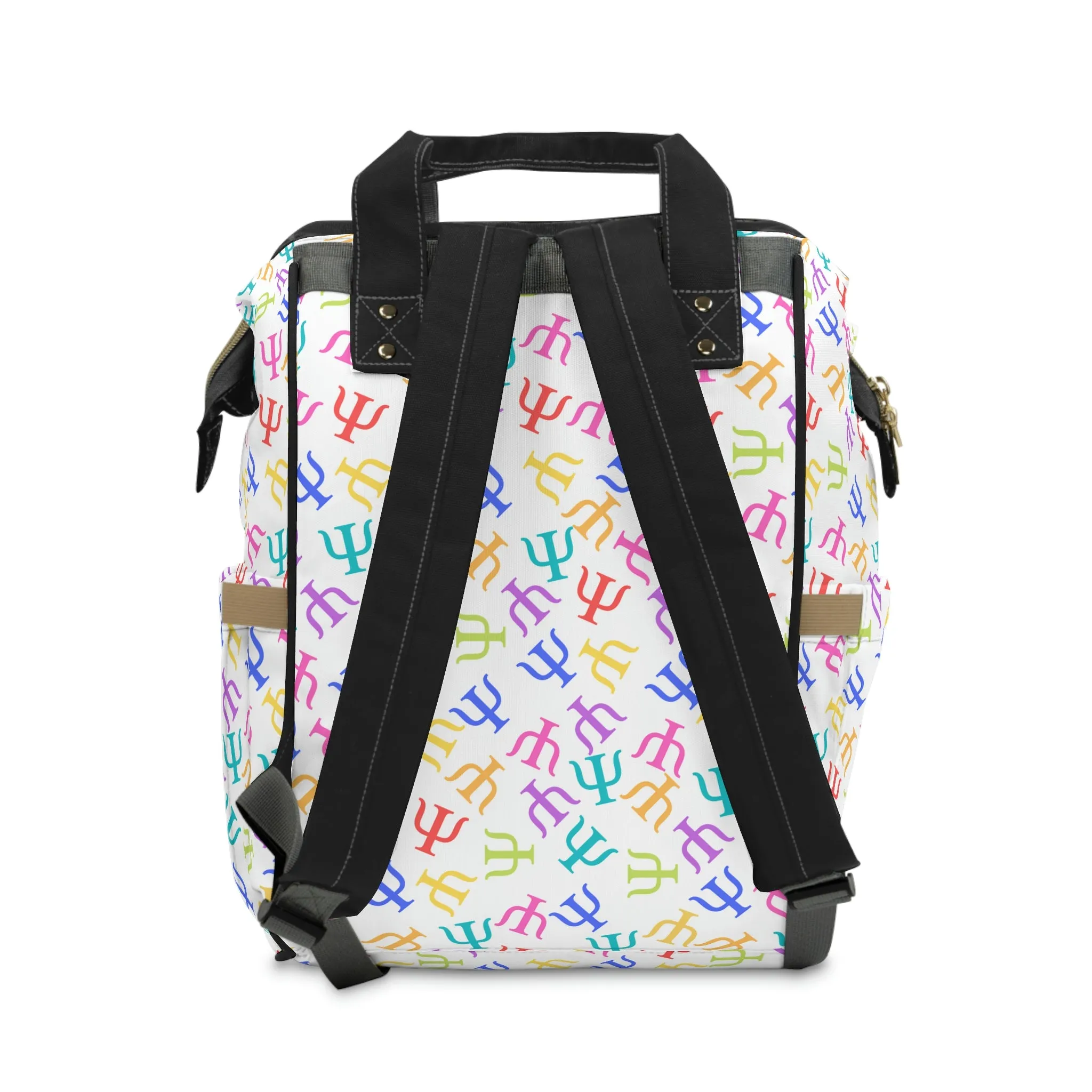 Bright Rainbow on White Psych Symbol Backpack