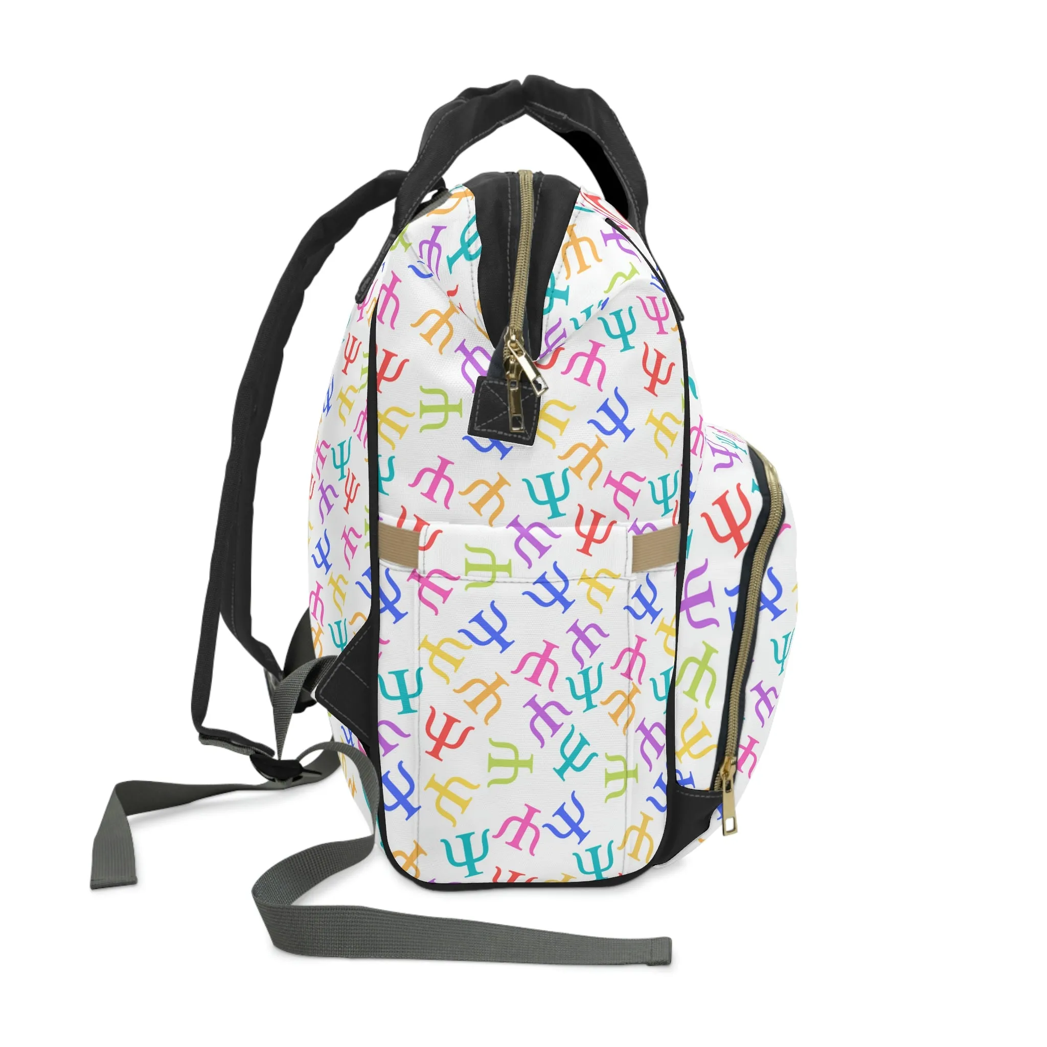 Bright Rainbow on White Psych Symbol Backpack