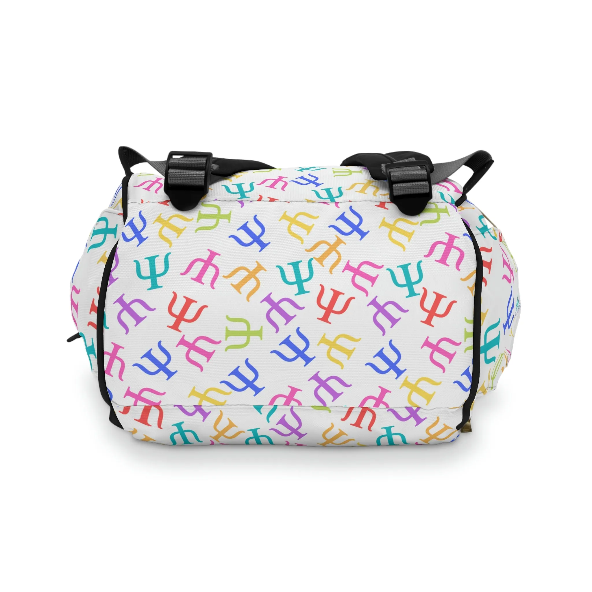 Bright Rainbow on White Psych Symbol Backpack