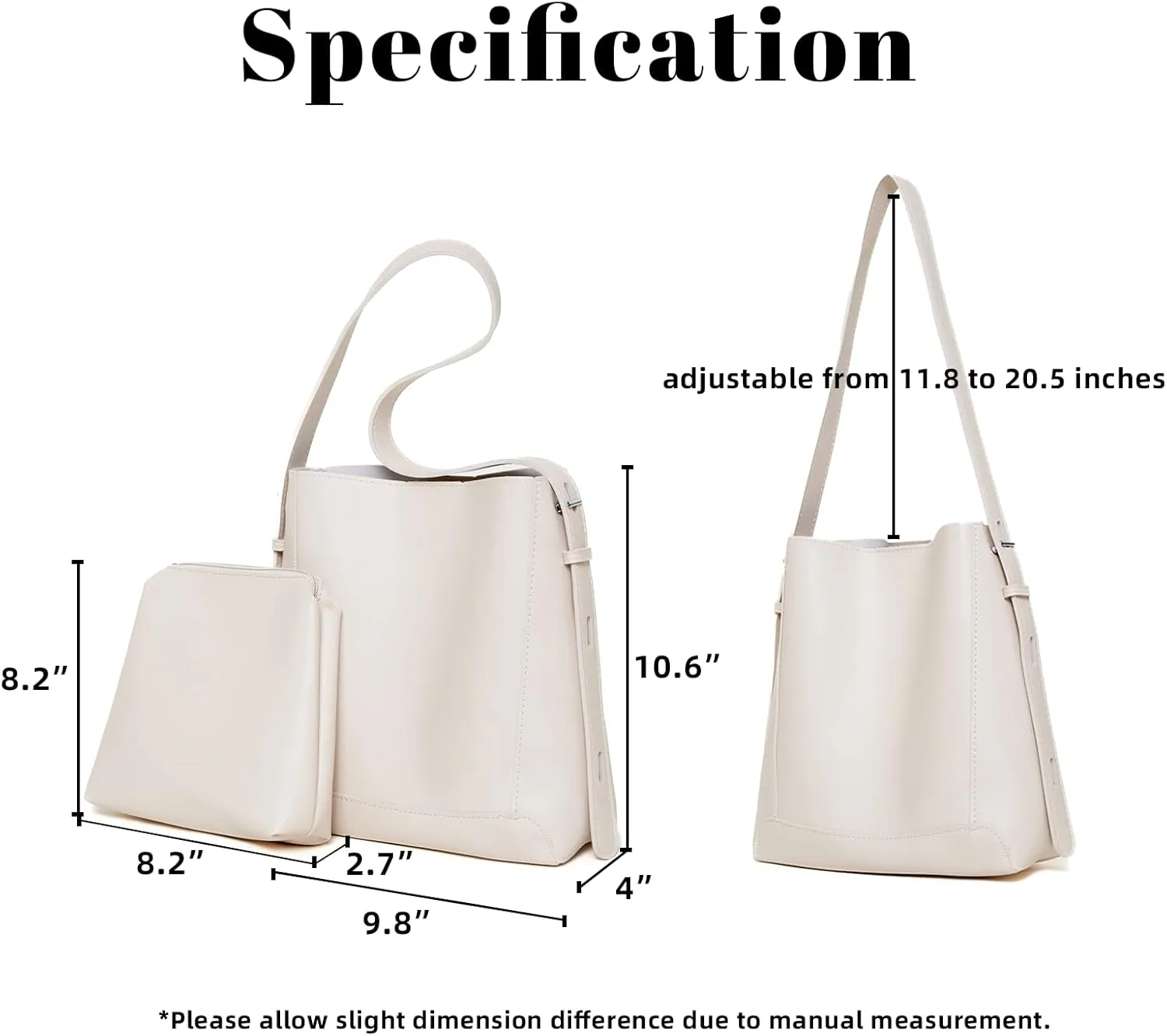 Bucket Bag for Women - Vegan Leather Adjustable Shoulder Bag With Purse Tote Bag for Work,Daily
