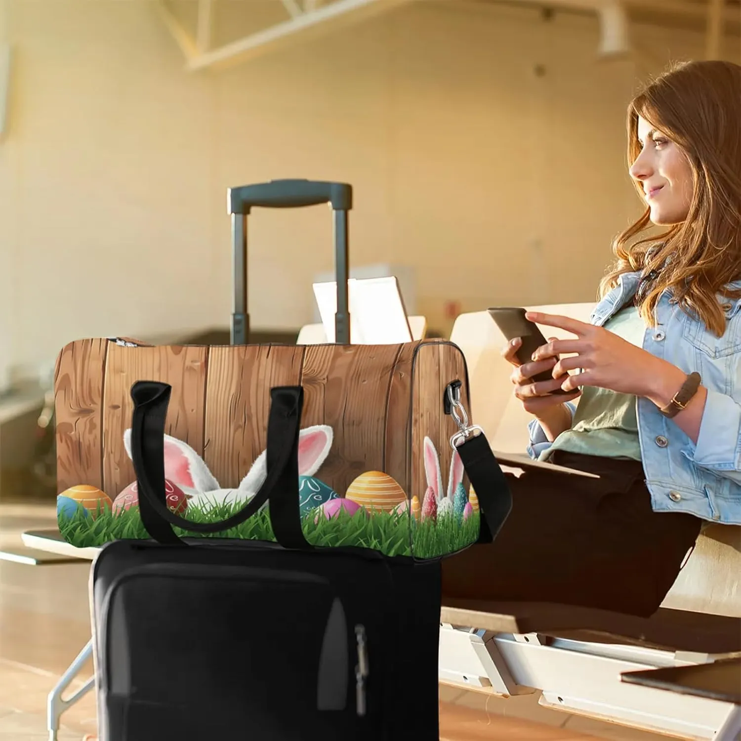 Bunny Travel Bag for Men Women, Gym Duffle Bags for Travel, Carry On Luggage Bag, Weekender Overnight Workout Bags