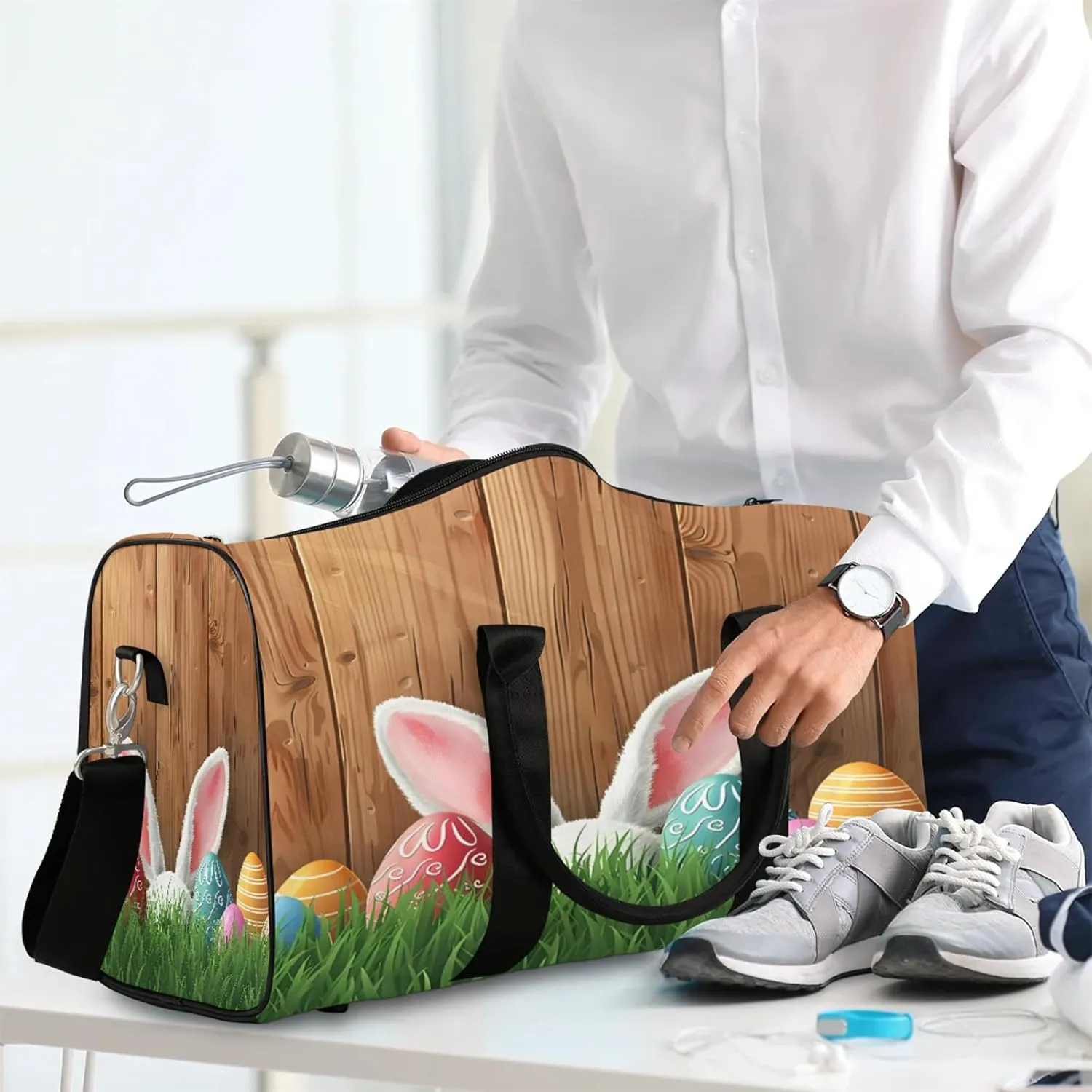 Bunny Travel Bag for Men Women, Gym Duffle Bags for Travel, Carry On Luggage Bag, Weekender Overnight Workout Bags