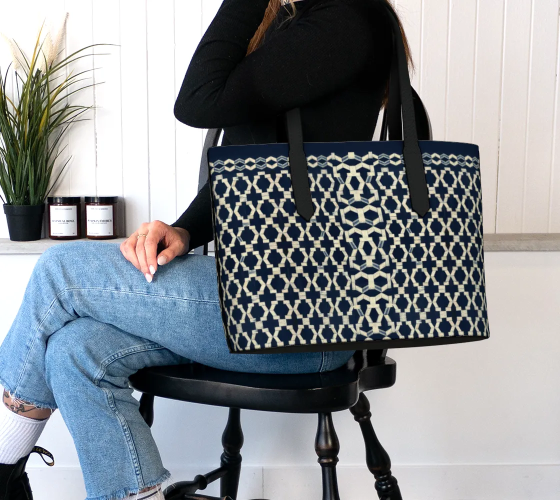 Camelbone Navy Blue X Vegan Leather Tote Bag