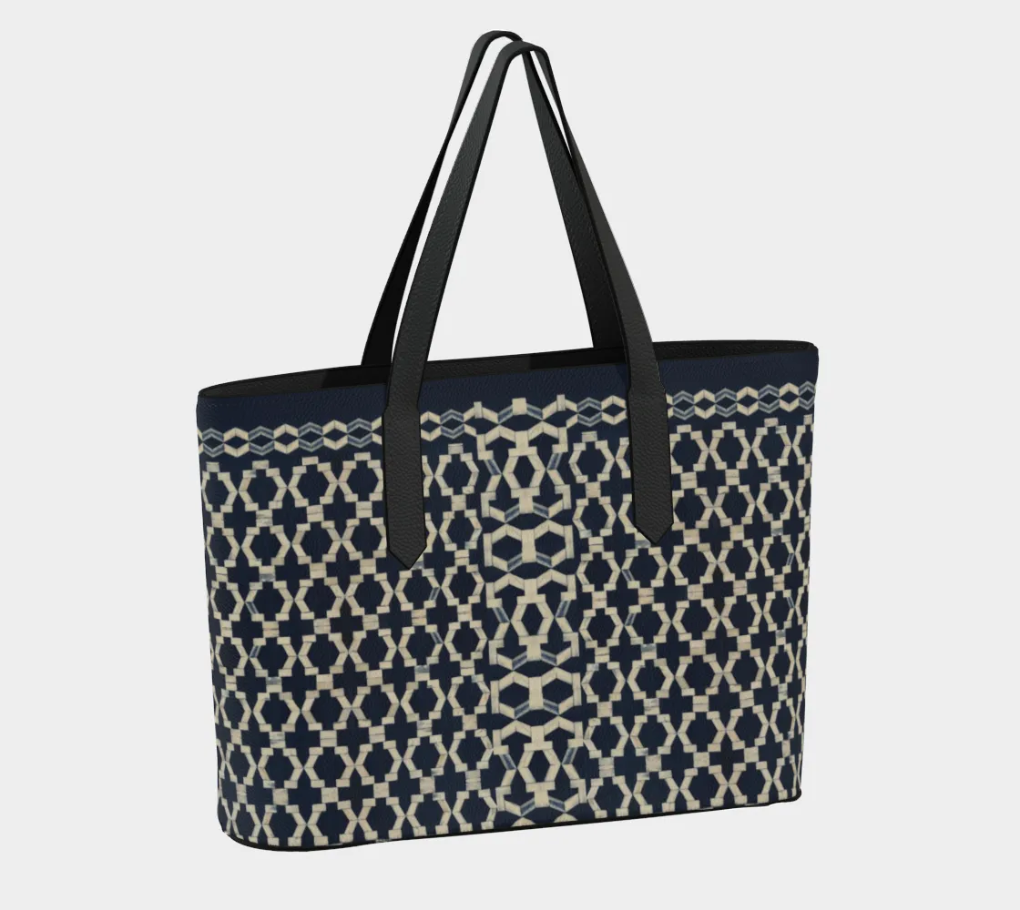 Camelbone Navy Blue X Vegan Leather Tote Bag