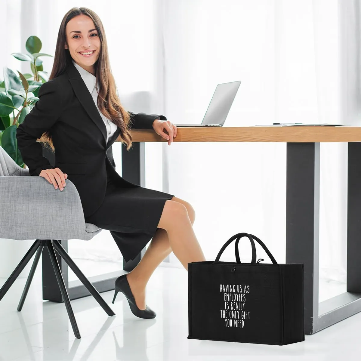 Canvas Tote Bag, Christmas Mothers Day Birthday Gifts for Female Woman Black
