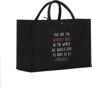 Canvas Tote Bag, Christmas Mothers Day Birthday Gifts for Female Woman Black
