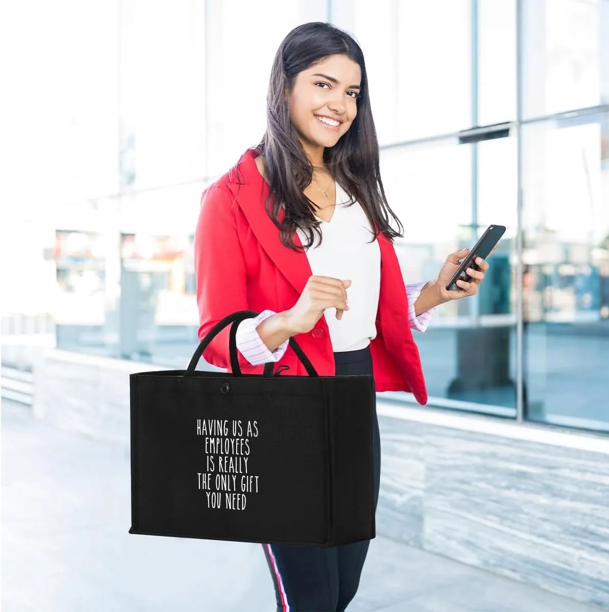 Canvas Tote Bag, Christmas Mothers Day Birthday Gifts for Female Woman Black