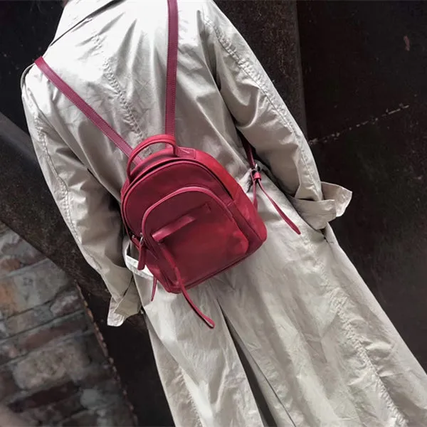 Chic Womens Black Leather Rucksack Backpack Purse for Women