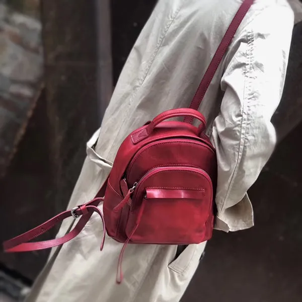Chic Womens Black Leather Rucksack Backpack Purse for Women