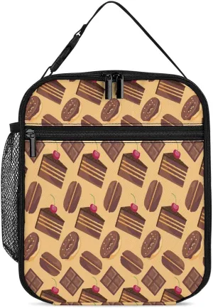Chocolate Macaron Reusable Lunch Bento Box for Men Women Portable Insulated Lunch Tote Bag for Office Work Picnic