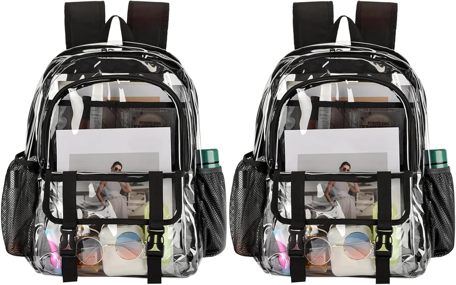 Clear Backpack, Large Clear Bag Stadium Approved Heavy Duty PVC Transparent See Through Backpacks for College,Stadium,Work,Security,Festival