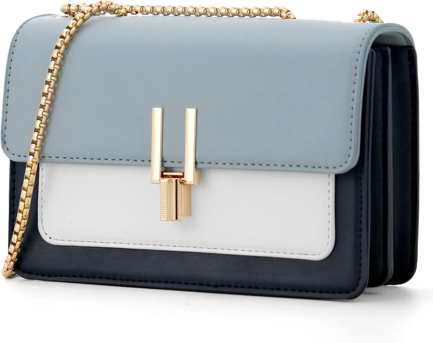 Color-Block Crossbody Bags for Women Leather Cross Body Purses Cute Designer Handbags Shoulder Bag Medium Size