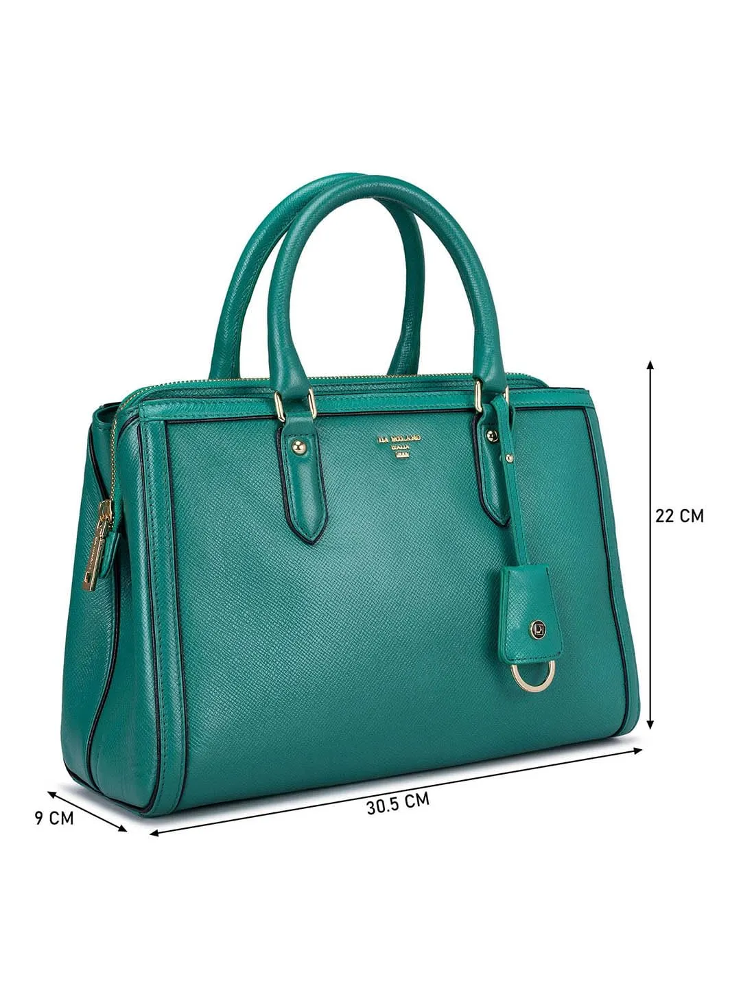 Da Milano Genuine Leather Green Satchel Bag (01033) (Medium)