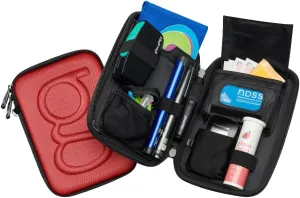 Diabetes Travel Case Hard Shell, Storage Organizer for Glucose Monitor Kit, Insulin Pen, Blood Sugar Test Strips, Syringe, Needles and Other Diabetic Care Supplies - Premium & Durable Hard Case, Red