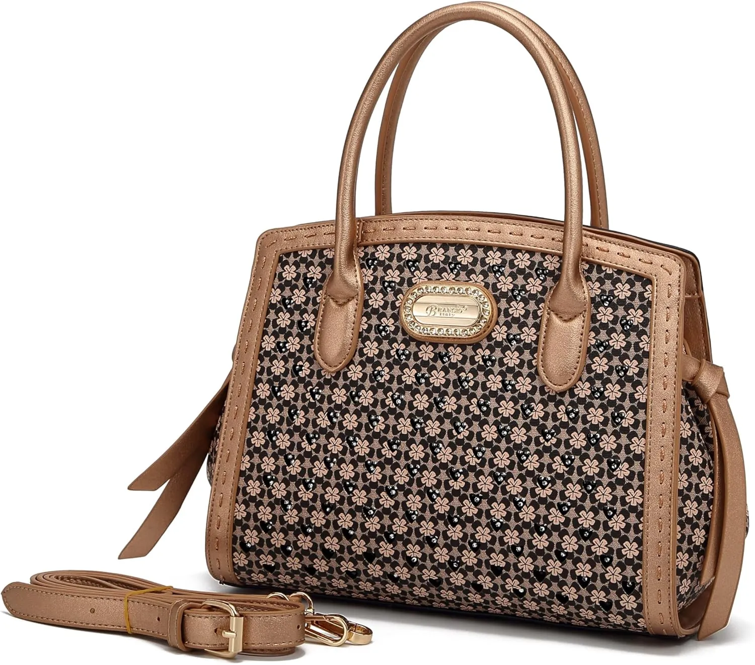 Diamond Marvel Rhinestone Top Handle Handbag Bling Open Heart Work Tote Bag with Shoulder Strap