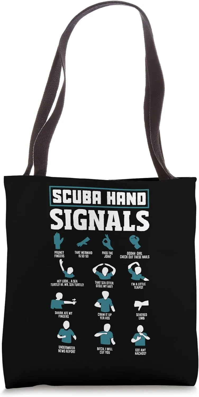 Diver Hand Sign Funny Scuba Hand Signals Tote Bag