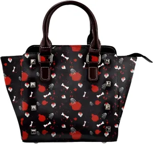 DWomen's Pu Leather Handbag Rivet Shoulder Bag Fashion Studded Top Handle Satchel Crossbody Tote Bag Punk Bag Purse