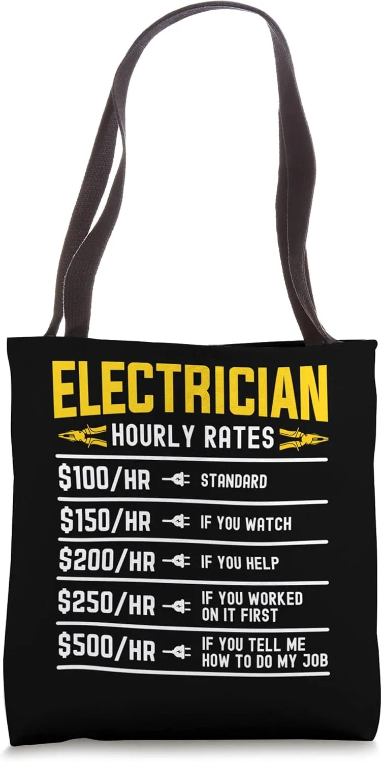 Electrician Hourly Rate Voltage Lineman Circuit Cable Tote Bag