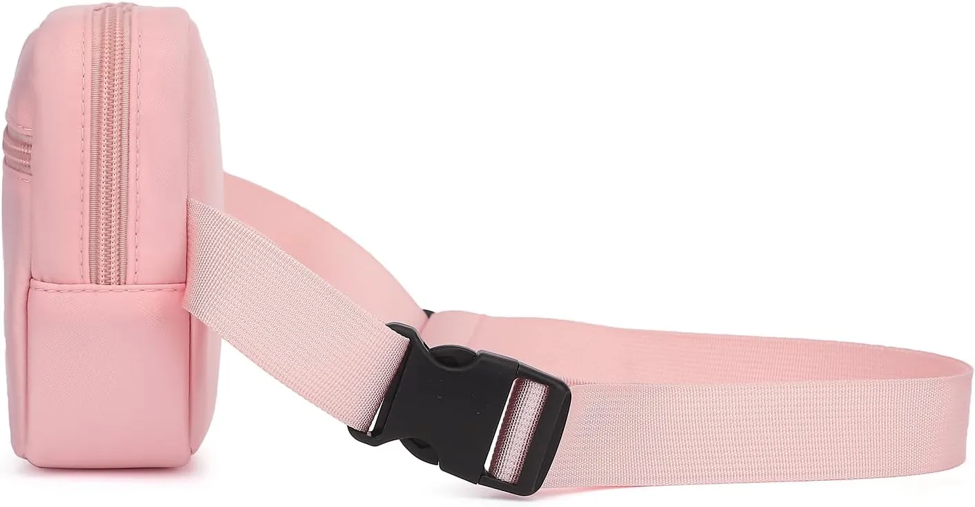 Everywhere Belt Bag,Nylon Cross Body Fanny Pack for Women Men,Waterproof Fashion Waist Packs,Crossbody Bags with Adjustable Strap (Pink)