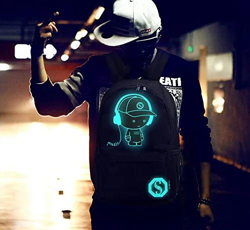 Fashion Luminous Backpack With Usb Charging Port And Lock, Fashion Glow In The Dark Backpack Laptop
