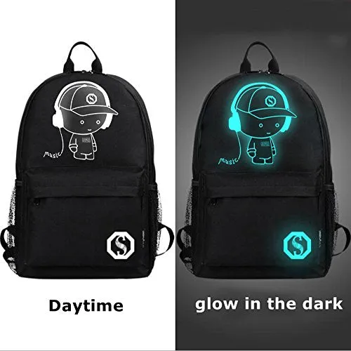 Fashion Luminous Backpack With Usb Charging Port And Lock, Fashion Glow In The Dark Backpack Laptop