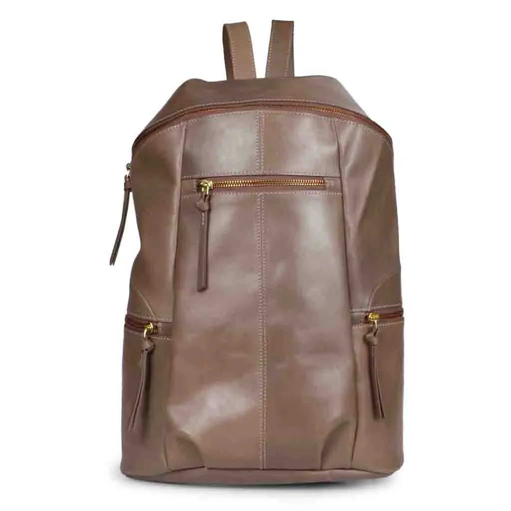Favore Brown Leather Oversized Structured Backpacks