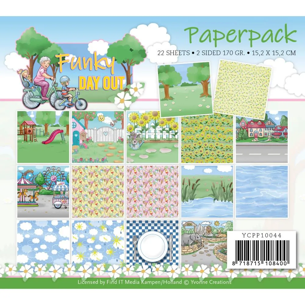 Find It Trading Yvonne Creations Paper Pack 6"X6" 23 pack - Funky Day Out, Double-Sided