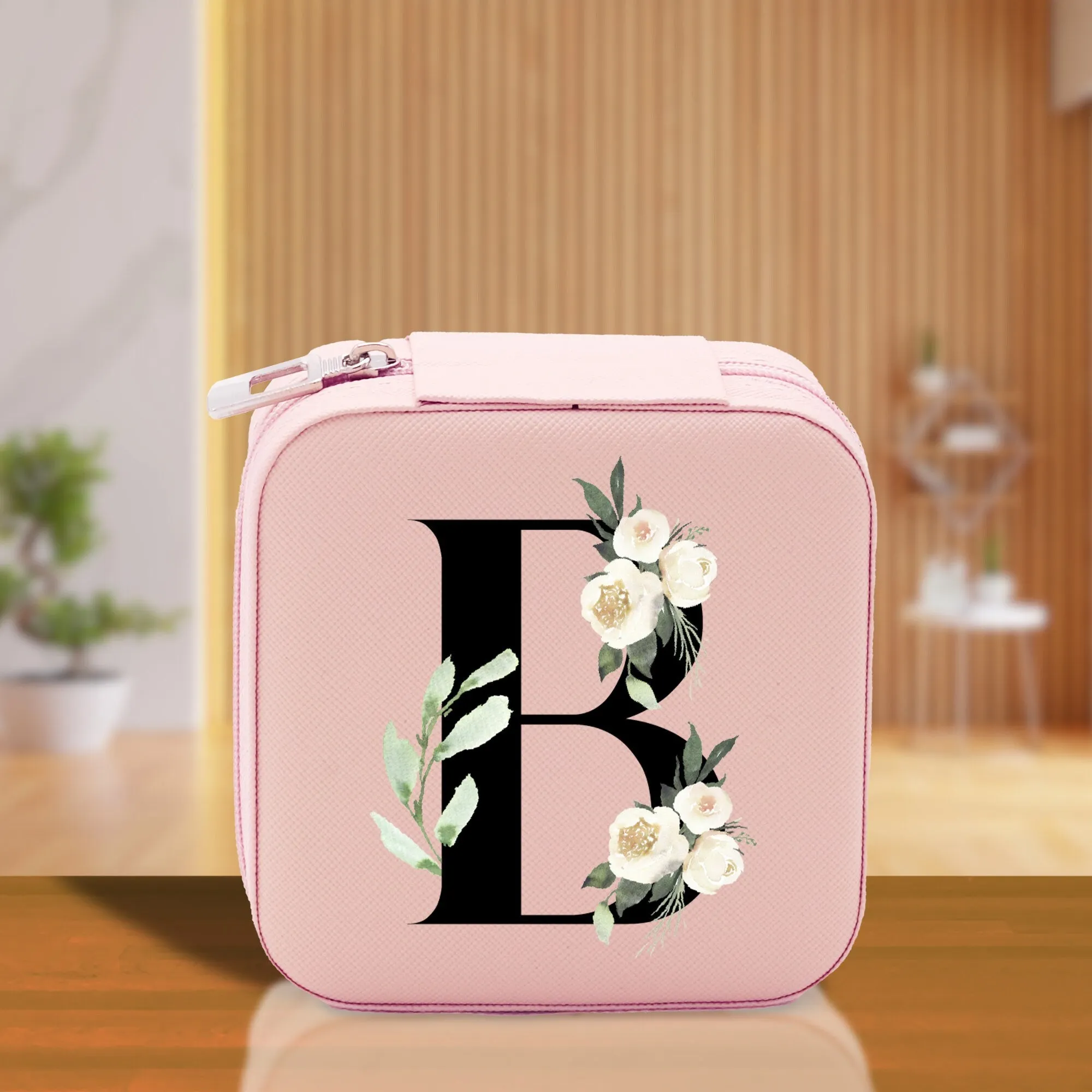 Floral Monogram Cotton Canvas Tote Bag Personalized Bridesmaid Gift Bag Wedding Birthday Gift Custom Name Tote Maid of Honor Wedding Gift