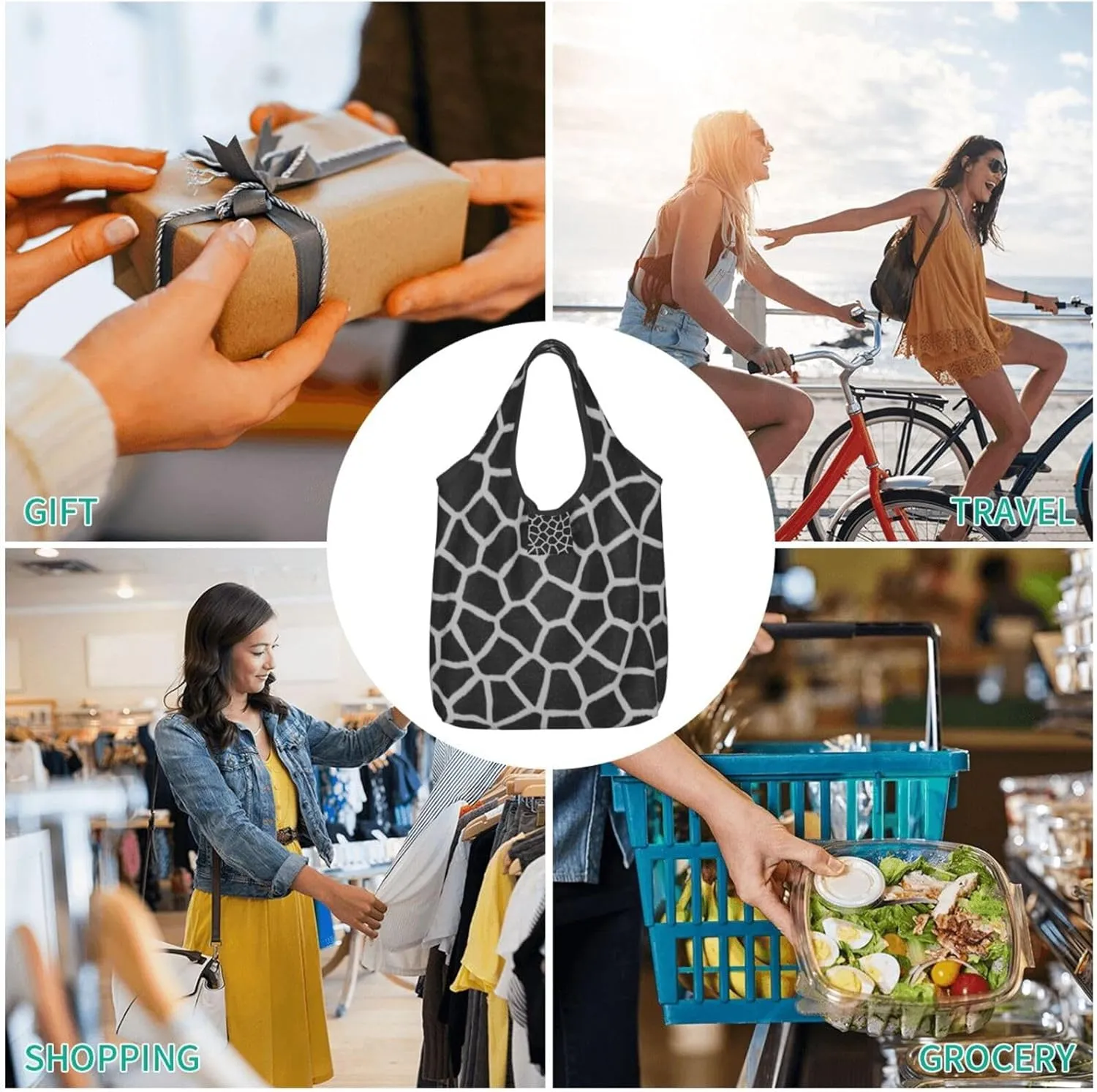 Foldable Reusable Shopping Tote  Waterproof, Lightweight & Durable for Groceries, Travel & Daily Use