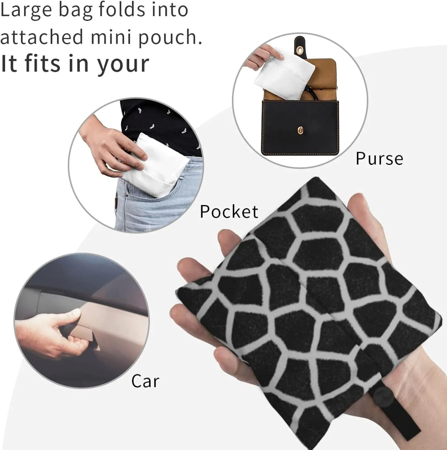Foldable Reusable Shopping Tote  Waterproof, Lightweight & Durable for Groceries, Travel & Daily Use