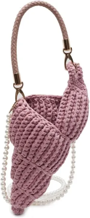 Hand-woven Conch Bag Luxury Pearl Chain Women Seaside Holiday Creative Shoulder Bag Cute Shell Crossbody Bag