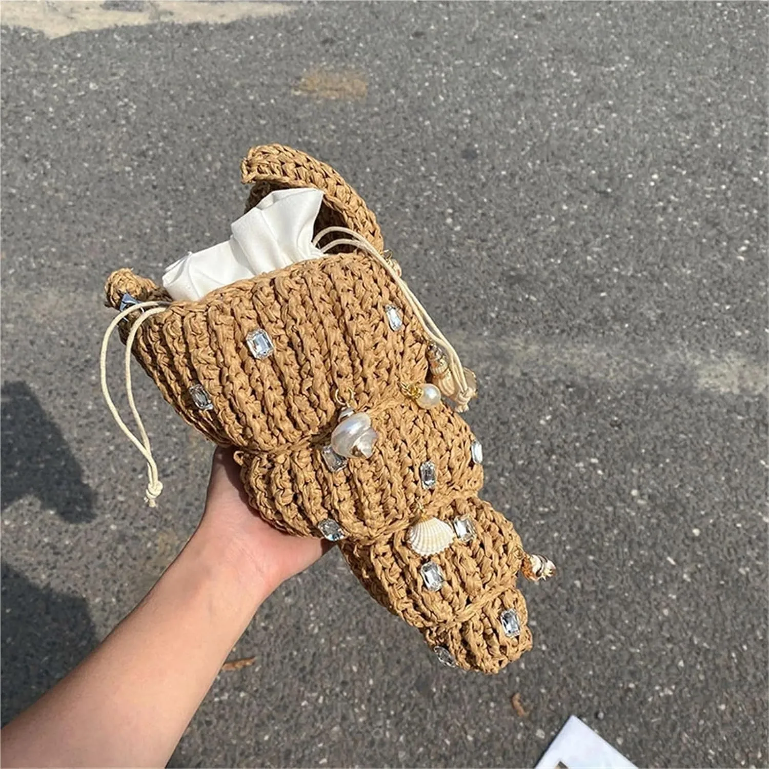 Hand-woven Conch Bag Luxury Pearl Chain Women Seaside Holiday Creative Shoulder Bag Cute Shell Crossbody Bag