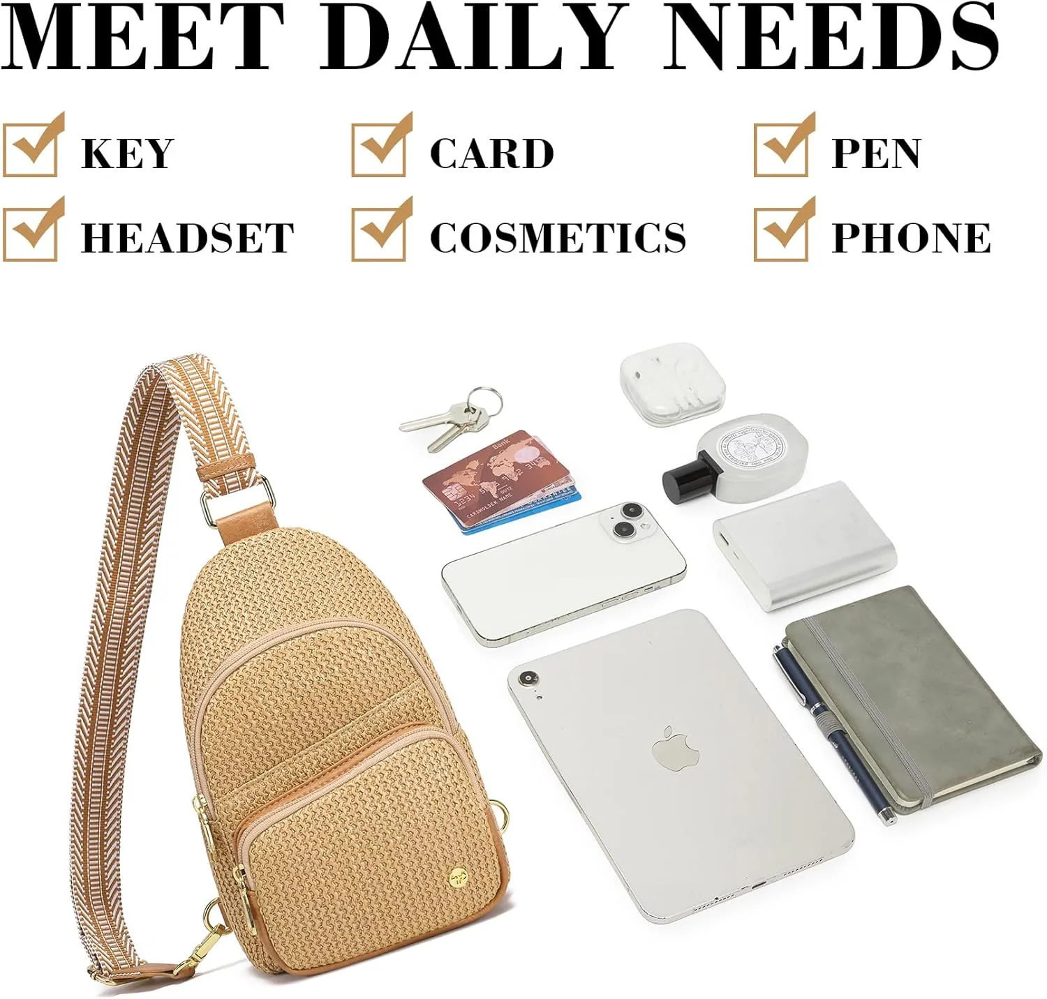 Haytijoe Straw Bag Summer Small Sling Bag RFID Blocking Crossbody Bags for Women Beach Bags Fanny Packs